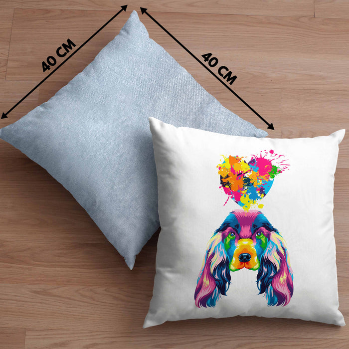 Cocker Spaniel Herz Farbe Besitzer Kissen mit Füllung 40x40 Geschenk Lustiger Spruch Geschenkidee Cocker Spaniel Liebhaber (Grau) Blau Trendation