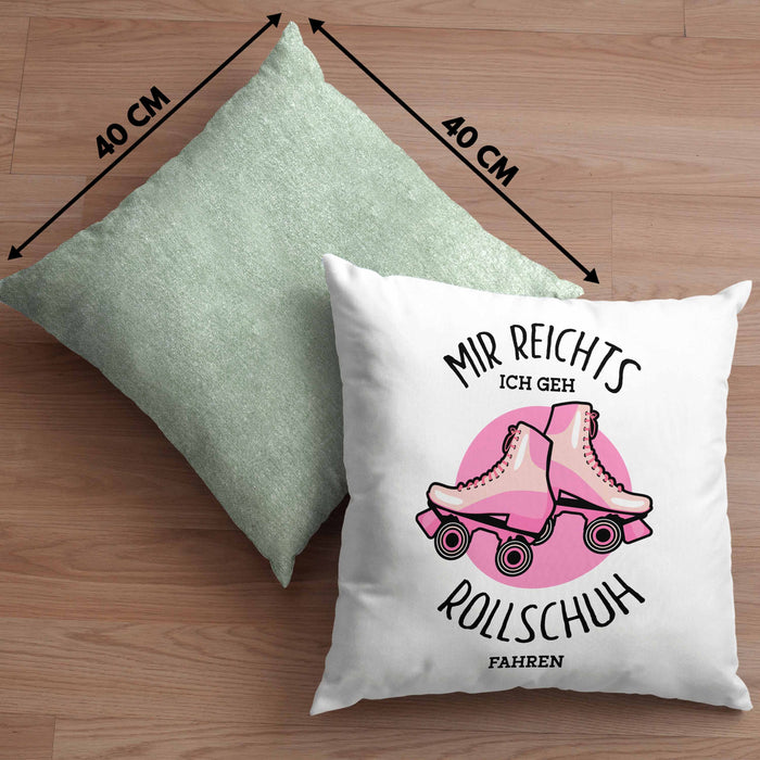 Lustige Rollschuh-Kissen mit Füllung 40x40 Geschenk für Rollschuhfahrerinnen Mir Reichts (Grau) Grün Trendation