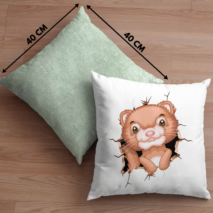 Otter 3D Grafik Kissen mit Füllung 40x40 Lustige Geschenkdidee Otter-Liebhaber (Grau) Grün Trendation