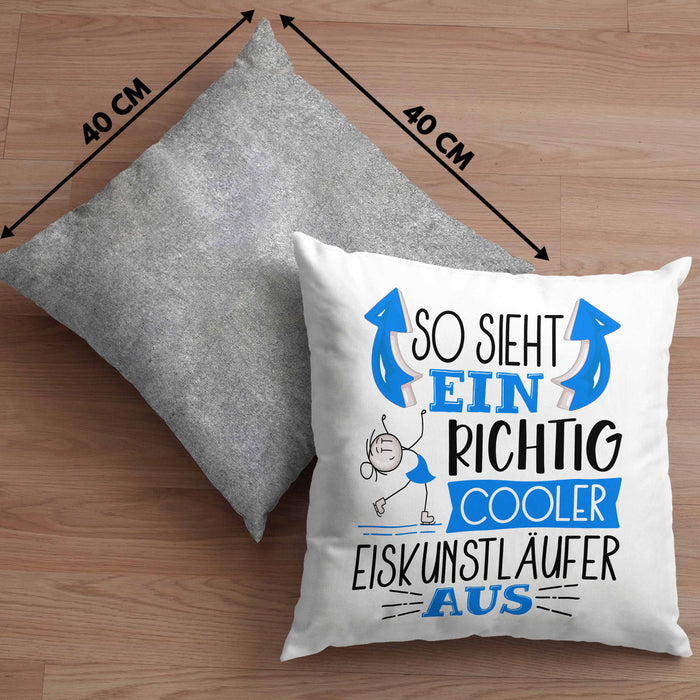 Eiskunstläufer Kissen mit Füllung 40x40 Geschenk So Sieht Ein Richtig Cooler Eiskunstläufer Aus Geschenkidee Spruch Lustig (Grau) Grau Trendation
