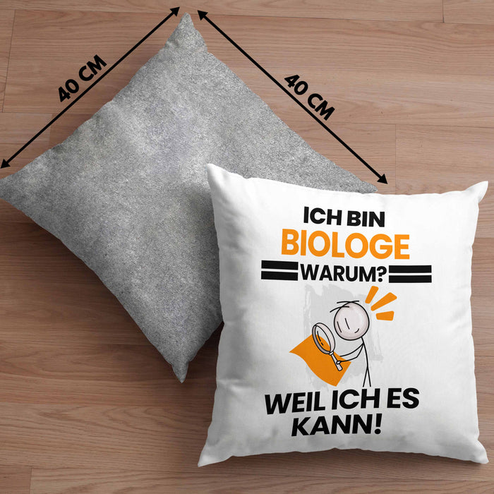 Biologe Geschenk Kissen mit Füllung 40x40 Lustiger Spruch Ich Bin Biologe Warum Weil Ich Es Kann Geschenkidee Bester Biologe Geburtstag (Grau) Grau Trendation