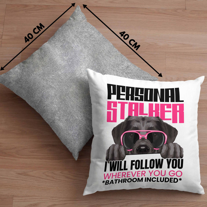 Labrador Besitzerin Kissen mit Füllung 40x40 Geschenk Lustiger Spruch Geschenkidee Personal Stalker (Grau) Grau Trendation