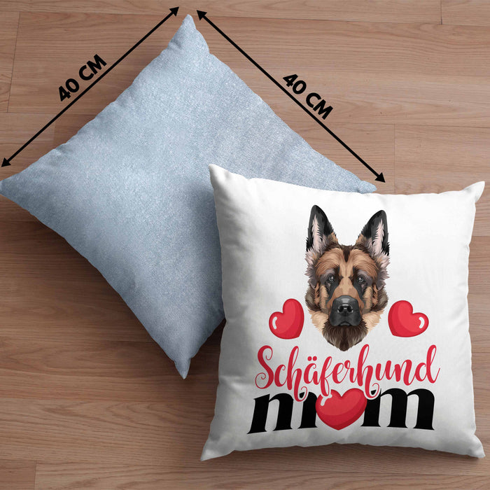 Schäferhund Besitzer Mom Mama Kissen mit Füllung 40x40 Geschenk Lustiger Spruch Geschenkidee Schäferhund Besitzerin (Grau) Blau Trendation