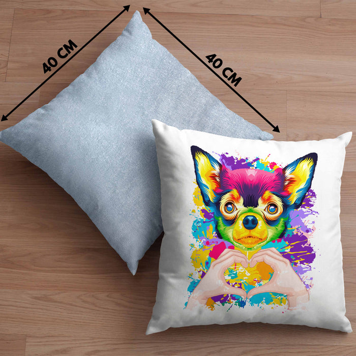 Chihuahua Besitzer Farbe Love Kissen mit Füllung 40x40 Geschenk Lustiger Spruch Geschenkidee Chihuahua Besitzerin (Grau) Blau Trendation