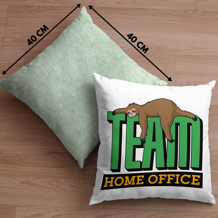Arbeit Kissen mit Füllung 40x40 "Team Homeoffice" - Geschenkidee für Faultier-Fans (Grau) Grün Trendation