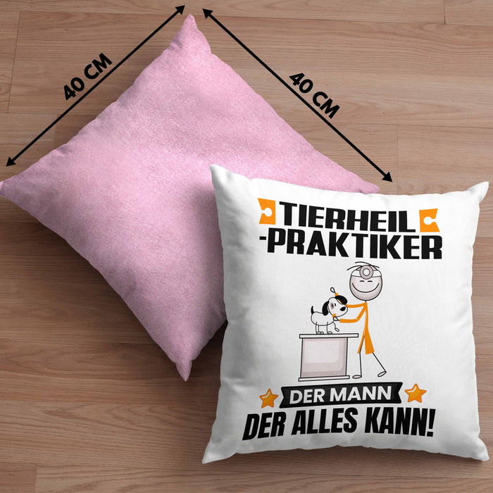 Tierheilpraktiker Kissen mit Füllung 40x40 Geschenk für Tierheilpraktiker Der Mann Der Alles Kann Geschenkidee zum Geburtstag (Grau) Rosa Trendation