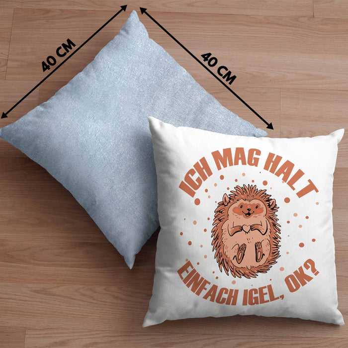 Igel Kissen mit Füllung 40x40 - Tolles Geschenk für Igel-Liebhaber (Grau) Blau Trendation