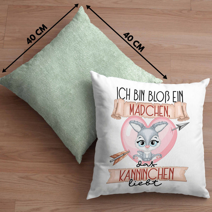 Kaninchen Kissen mit Füllung 40x40 Geschenk Frauen Ich Bin Bloß Ein Mädchen Das Kaninchen Liebt Hasen Kaninchen-Liebhaberin Geschenk Spruch Geburtstag (Grau) Grün Trendation