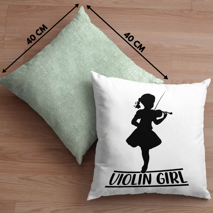 Geigenspieler Geschenk Kissen mit Füllung 40x40 Geigenspielerin Geigen Spruch Violin Girl (Grau) Grün Trendation
