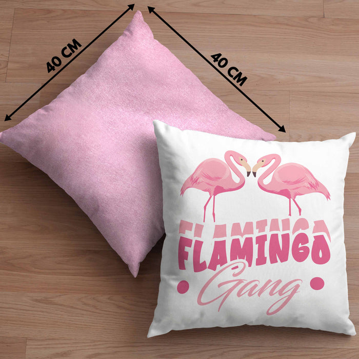 Flamingo Gang Kissen mit Füllung 40x40 Geschenkidee Pinke Flamingos JGA (Grau) Rosa Trendation