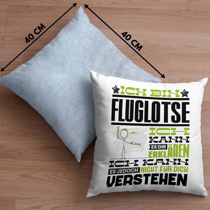 Fluglotse Geschenk Kaffee-Kissen mit Füllung 40x40 Geschenkidee für Fluglotse Ich Bin Fluglotse Ich Kann Es Dir Erklären Jedoch Nicht Für Dich Verstehen Spruch Lustig (Grau) Blau Trendation