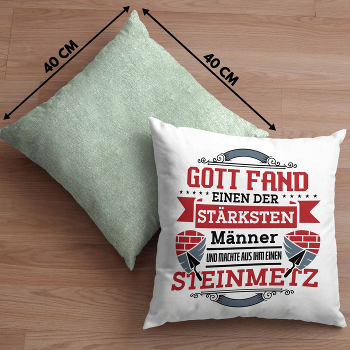 Steinmetz Kissen mit Füllung 40x40 Geschenk Spruch Geschenkidee Spruch (Grau) Grün Trendation