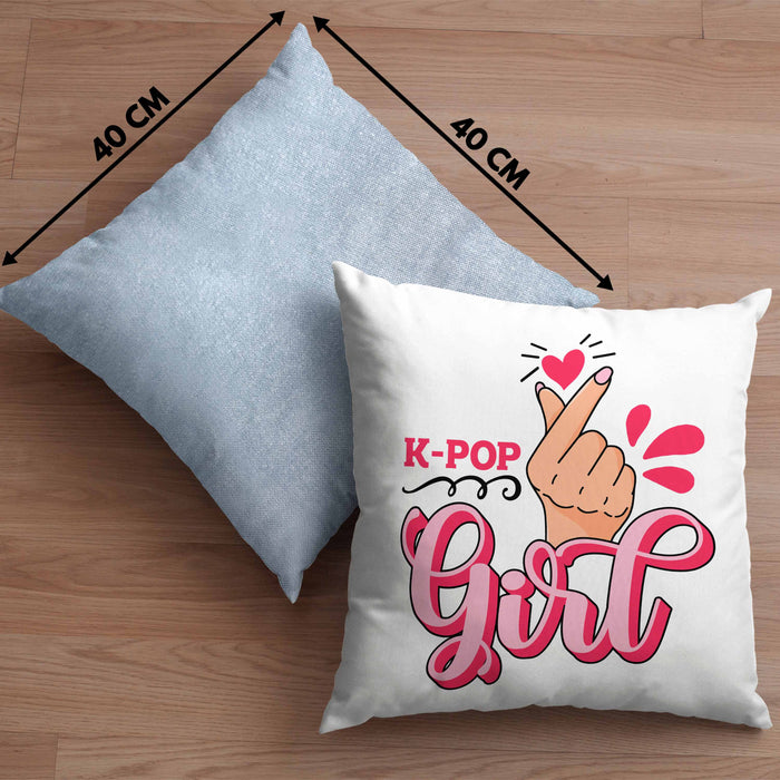 K-Pop Girl Kissen mit Füllung 40x40 Geschenkidee für K-Pop Fans Asiatische Musik (Grau) Blau Trendation