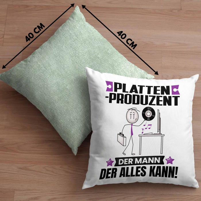 Plattenproduzent Kissen mit Füllung 40x40 Geschenk für Plattenproduzent Der Mann Der Alles Kann Geschenkidee zum Geburtstag (Grau) Grün Trendation