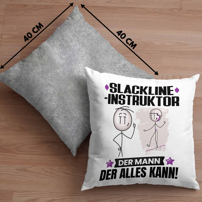 Slackline-Instruktor Kissen mit Füllung 40x40 Geschenk für Slackline-Instruktor Der Mann Der Alles Kann Geschenkidee zum Geburtstag (Grau) Grau Trendation