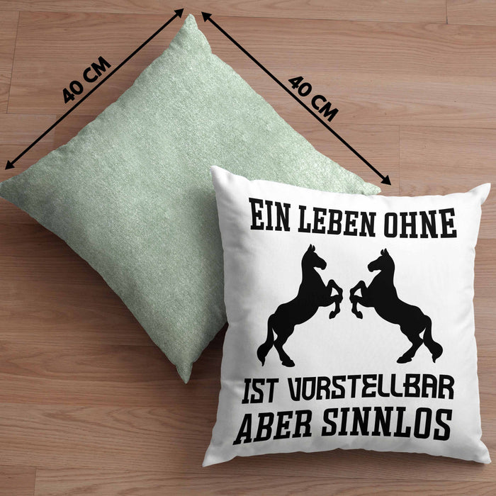 Pferde Kissen mit Füllung 40x40 Lustig Reiterin Geschenk Pferde Geschenke Mädchen Pferdeliebhaber Lustig (Grau) Grün Trendation