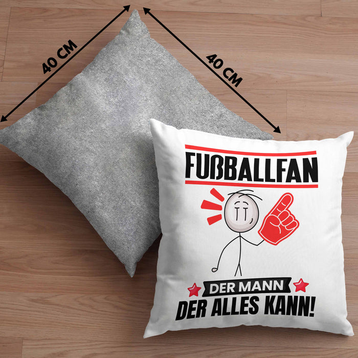 Fußballfan Kissen mit Füllung 40x40 Geschenk für Fußballfan Der Mann Der Alles Kann Geschenkidee zum Geburtstag (Grau) Grau Trendation