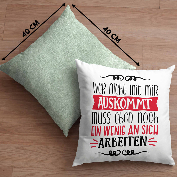Lustige Kissen mit Füllung 40x40 mit Spruch als Geschenkidee Wer Nicht Mit Mir Auskommt (Grau) Grün Trendation