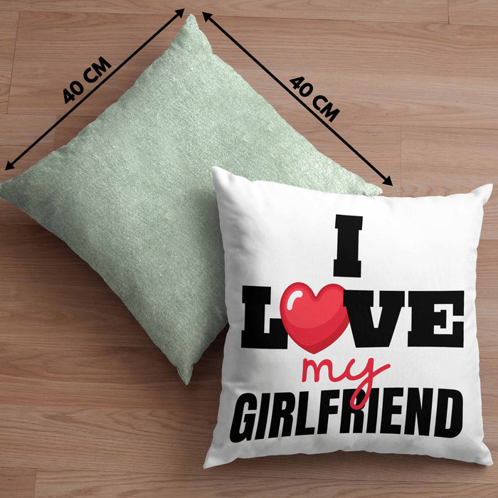 I Love My Girlfriend Kissen mit Füllung 40x40 Geschenk für Freund Beziehung Liebe Geschenkidee (Grau) Grün Trendation
