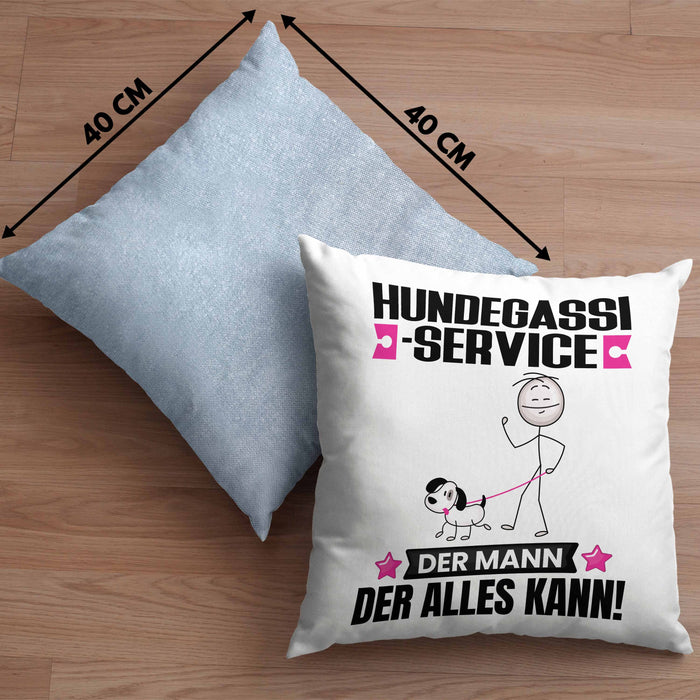 Hundegassi-Service Kissen mit Füllung 40x40 Geschenk für Hundegassi-Service Der Mann Der Alles Kann Geschenkidee zum Geburtstag (Grau) Blau Trendation