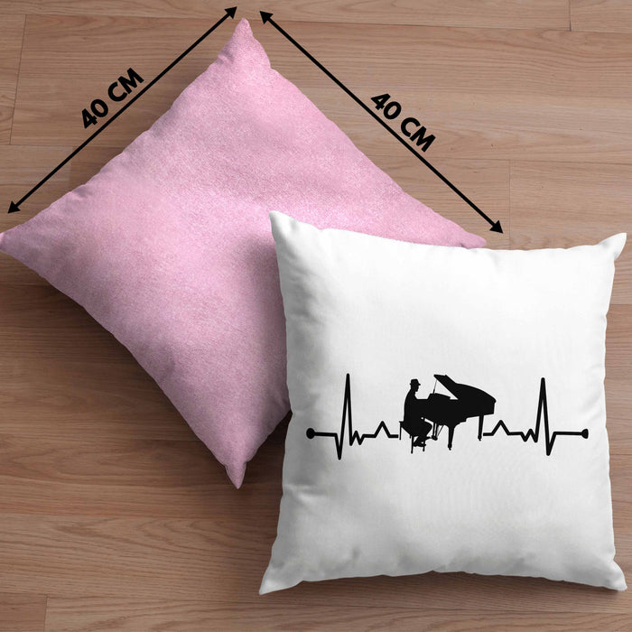 Piano-Spieler Kissen mit Füllung 40x40 Geschenk Klavier Geschenkidee Flügel Musiker Klavier Klavier-Spieler Herzschlag (Grau) Rosa Trendation