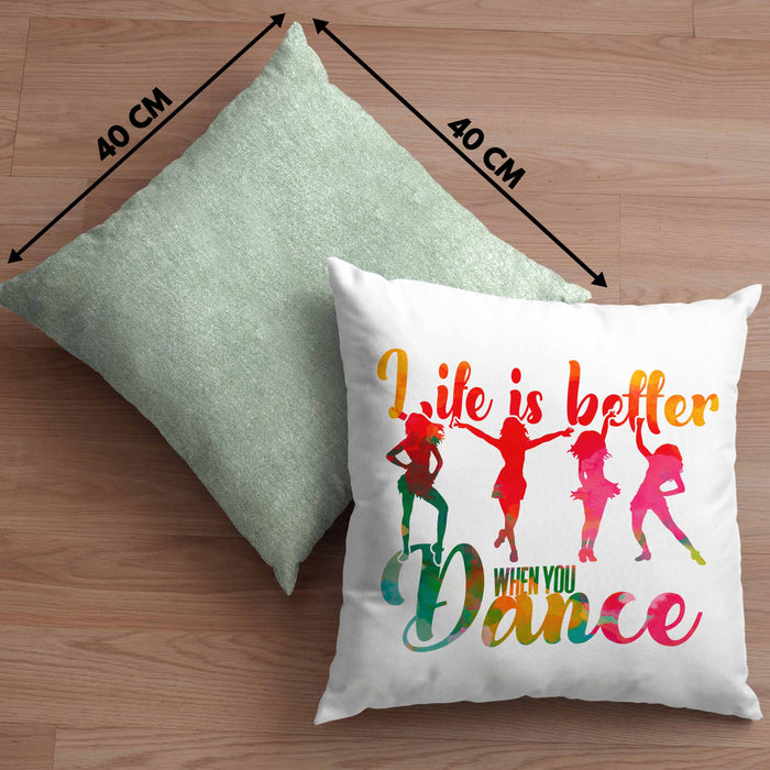 Tanzen Kissen mit Füllung 40x40 Geschenk für Tänzerin Life Is Better When You Dance (Grau) Grün Trendation