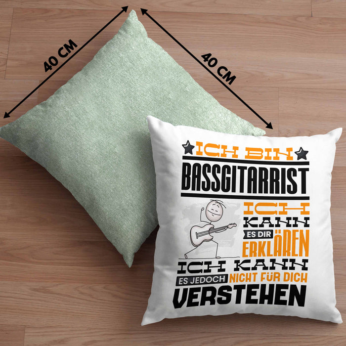Bassgitarrist Geschenk Kissen mit Füllung 40x40 Geschenkidee für Bassgitarrist Geburtstag Lustig Ich Bin Bassgitarrist Ich Kann Es Dir Erklären Aber Nicht Für Dich Verstehen (Grau) Grün Trendation
