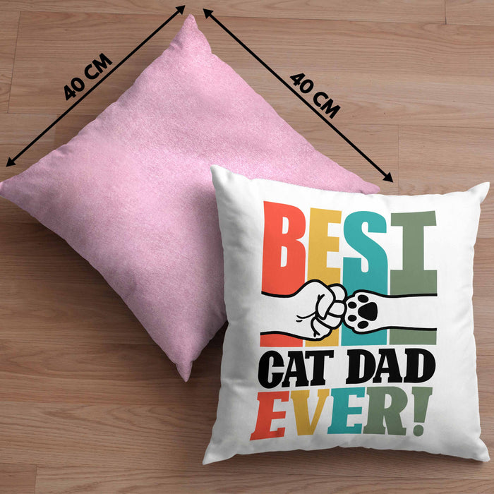 Geschenk für besten Katzenvater: "Best Cat Dad Ever" Kissen mit Füllung 40x40 Vatertag (Grau) Rosa Trendation