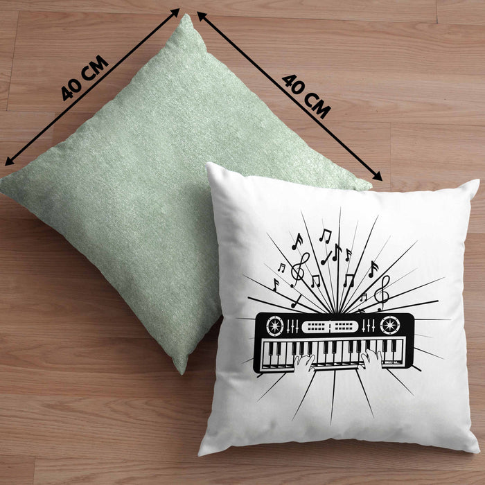 Keyboard Spieler Kissen mit Füllung 40x40 Geschenk für Keyboarder Musiker Band Geschenkidee (Grau) Grün Trendation