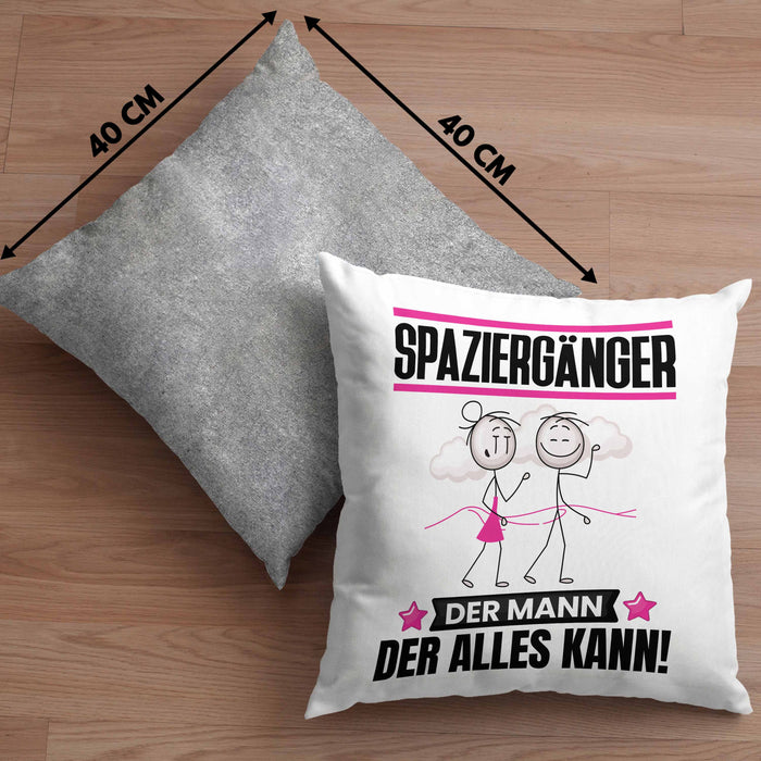Spaziergänger Kissen mit Füllung 40x40 Geschenk für Spaziergänger Der Mann Der Alles Kann Geschenkidee zum Geburtstag (Grau) Grau Trendation