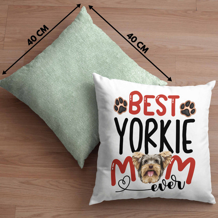 Yorkie Mom Besitzerin Kissen mit Füllung 40x40 Geschenk Lustiger Spruch Geschenkidee Besitzerin Yorkie Mama (Grau) Grün Trendation