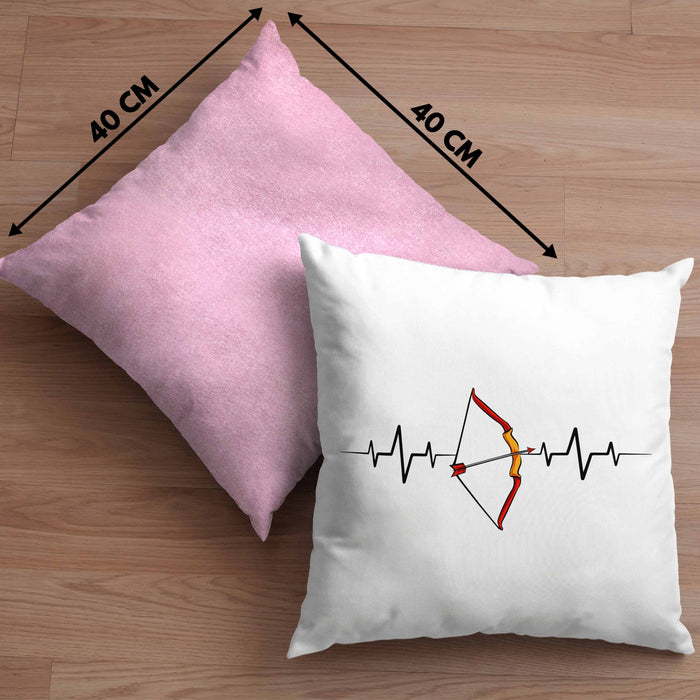 Lustige Bogenschütze Kissen mit Füllung 40x40 Geschenk für Pfeil & Bogen Enthusiasten Herzschlag Grafiken (Grau) Rosa Trendation