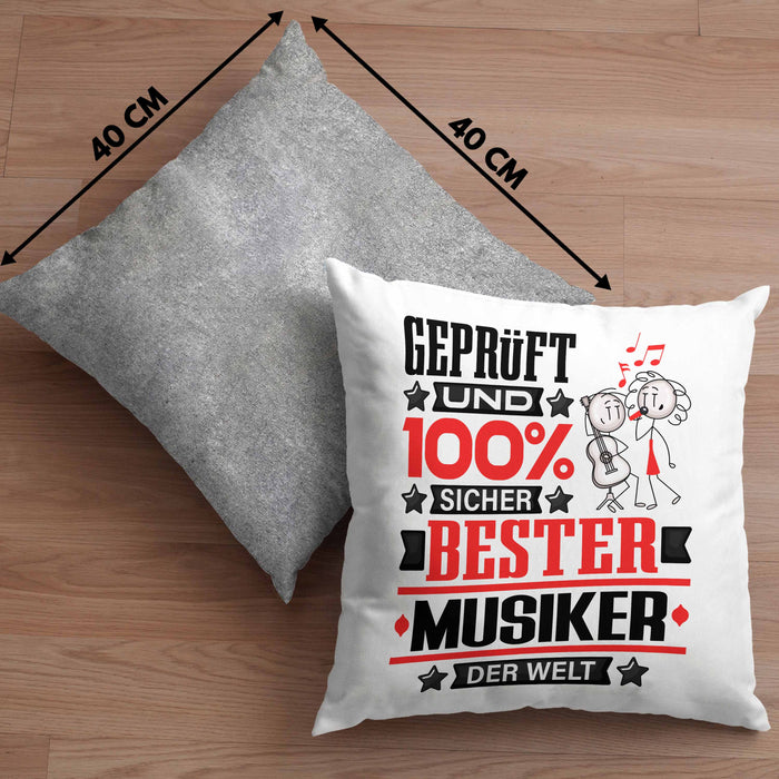 Musiker Geschenk Lustiger Spruch für Musiker Geschenkidee Bester Musiker Der WeltKissen mit Füllung 40x40 (Grau) Grau Trendation