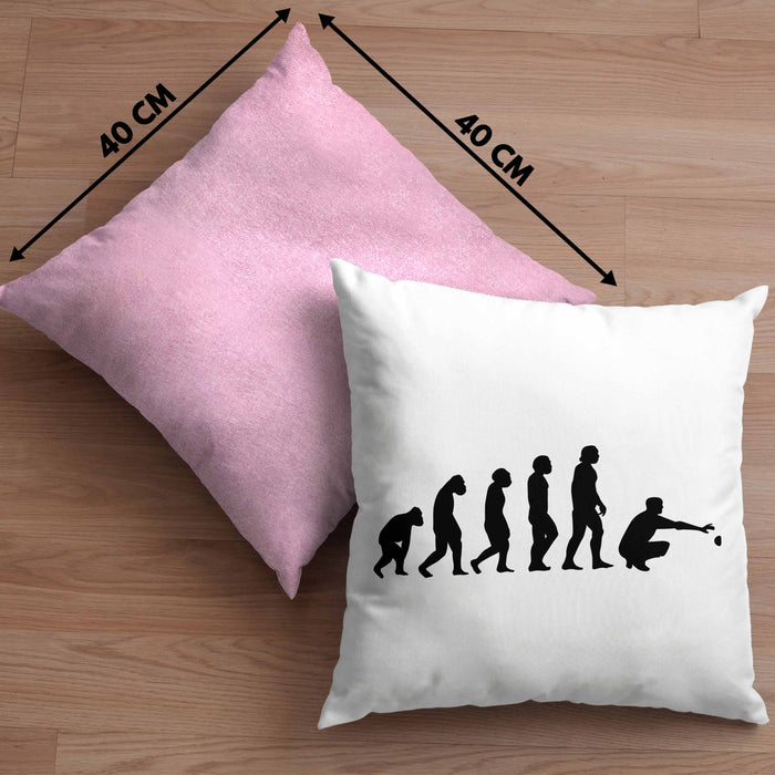 Boule Kissen mit Füllung 40x40 Geschenk Boule-Spieler Geschenkidee Spruch Boule Evolution Grafik (Grau) Rosa Trendation