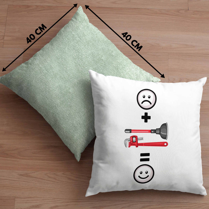 Klempner Kissen mit Füllung 40x40 Geschenk für Klepmner :( + Klostopfen = :) Lustige Geschenkidee Geburtstag (Grau) Grün Trendation