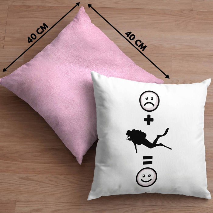 Tauchen Kissen mit Füllung 40x40 Geschenk für Taucher :( + Tauchen = :) Lustige Geschenkidee Geburtstag (Grau) Rosa Trendation