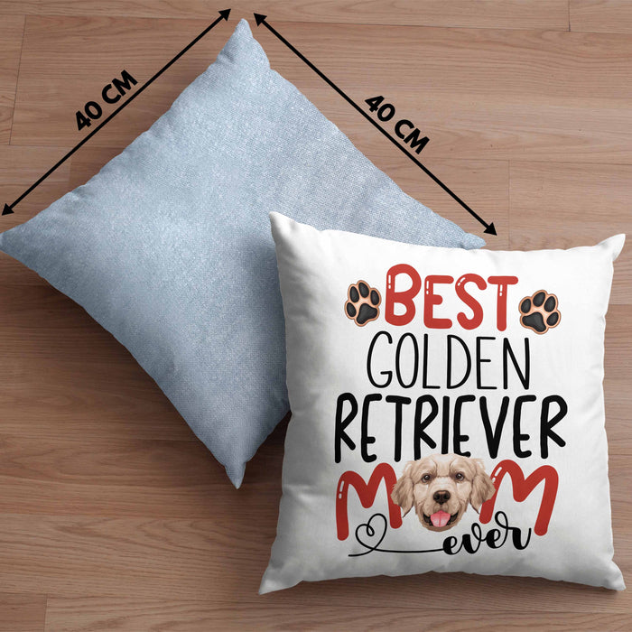 Golden Retriever Mom Besitzerin Kissen mit Füllung 40x40 Geschenk Lustiger Spruch Geschenkidee Besitzerin Golden Retriever Mama (Grau) Blau Trendation