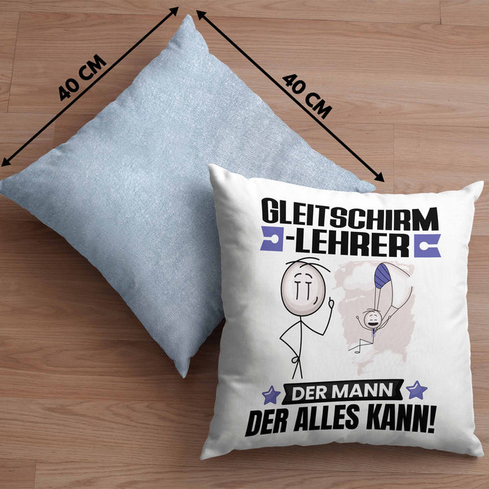 Gleitschirmlehrer Kissen mit Füllung 40x40 Geschenk für Gleitschirmlehrer Der Mann Der Alles Kann Geschenkidee zum Geburtstag (Grau) Blau Trendation