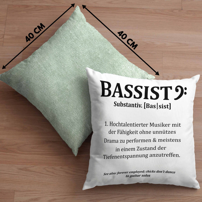 Bassist Kissen mit Füllung 40x40 Geschenk Bass-Spieler Geschenkidee Bassist Definition (Grau) Grün Trendation