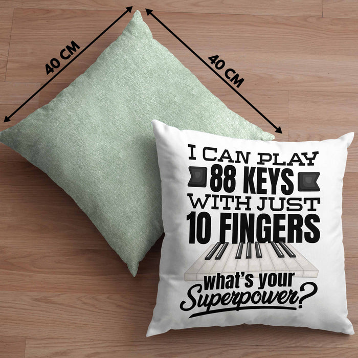 Piano Klavier Kissen mit Füllung 40x40 Geschenk Klavierspieler Geschenkidee Pianist Pianisten Spruch I Can Play 88 Key With 10 Fingers (Grau) Grün Trendation