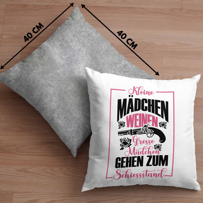 Mädchen Kissen mit Füllung 40x40 Geschenk für schießbegeisterte Mädchen Schützenfest-Fans Mädels (Grau) Grau Trendation