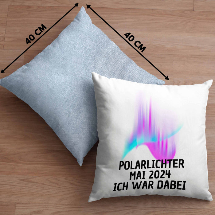 Polarlichter 2024 Kissen mit Füllung 40x40 Geschenk Ich War Dabei Polar-Lichter Polarlicht Heute Nochmal Polarlichter (Grau) Blau Trendation