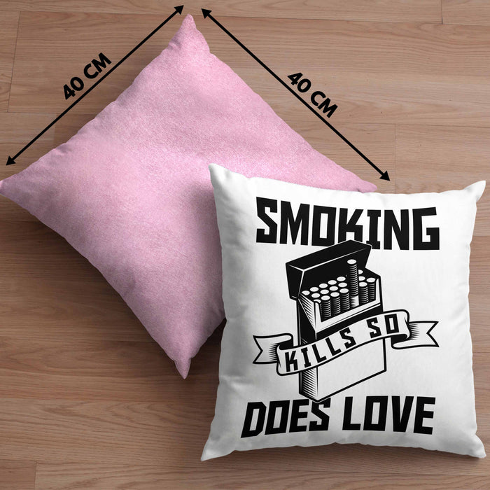 Smoking Kills So Does Love Kissen mit Füllung 40x40 Geschenk (Grau) Rosa Trendation
