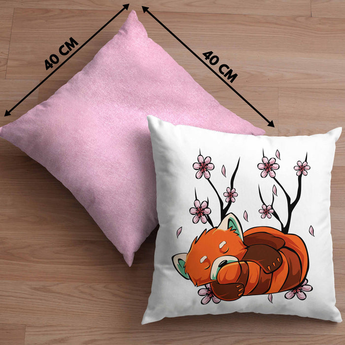 Lustige Roter Panda Kissen mit Füllung 40x40 - Ein süßes Geschenk für Panda-Liebhaber (Grau) Rosa Trendation