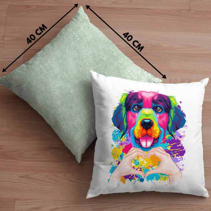 Golden Retriever Besitzer Farbe Love Kissen mit Füllung 40x40 Geschenk Lustiger Spruch Geschenkidee Golden Retriever Besitzerin (Grau) Grün Trendation