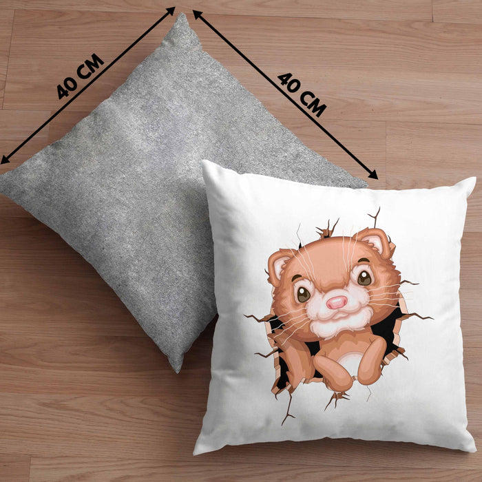 Otter 3D Grafik Kissen mit Füllung 40x40 Lustige Geschenkdidee Otter-Liebhaber (Grau) Grau Trendation