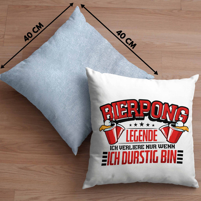 Bierpong Kissen mit Füllung 40x40 Geschenk Beerpong Spruch Geschenkidee (Grau) Blau Trendation