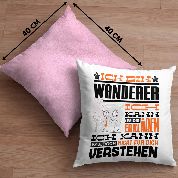 Wandern Geschenk Kaffee-Kissen mit Füllung 40x40 Geschenkidee für Wandern Ich Bin Wandern Ich Kann Es Dir Erklären Jedoch Nicht Für Dich Verstehen Spruch Lustig (Grau) Rosa Trendation