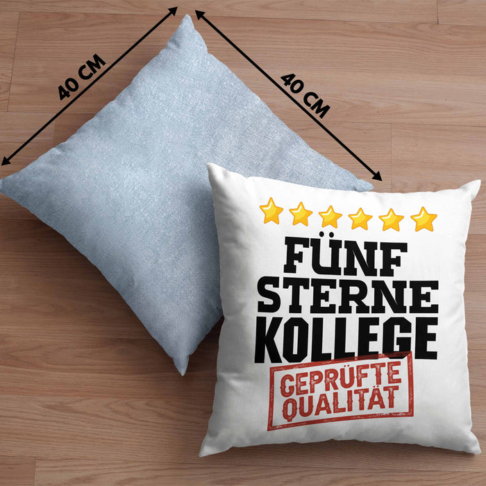 Bester Kollege Kissen mit Füllung 40x40 Geschenk für Besten Arbeitskollegen Lustiger Spruch 5 Sterne Kollege Geprüfte Qualität (Grau) Blau Trendation