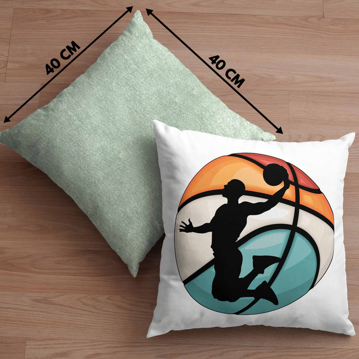 Basketball Kissen mit Füllung 40x40 Geschenk Basketballspieler Trainer Geschenkidee Lustige Kissen mit Füllung 40x40 Basketballer Jungs Jungen Coach (Grau) Grün Trendation